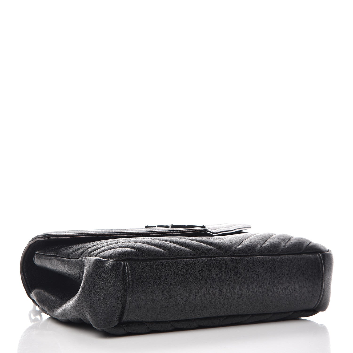 Saint Laurent Sheepskin Matelasse Chevron Monogram Medium College Bag Black 4 of 11