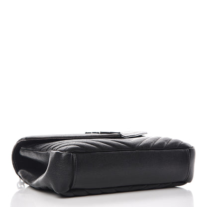 Saint Laurent Sheepskin Matelasse Chevron Monogram Medium College Bag Black 4 of 11