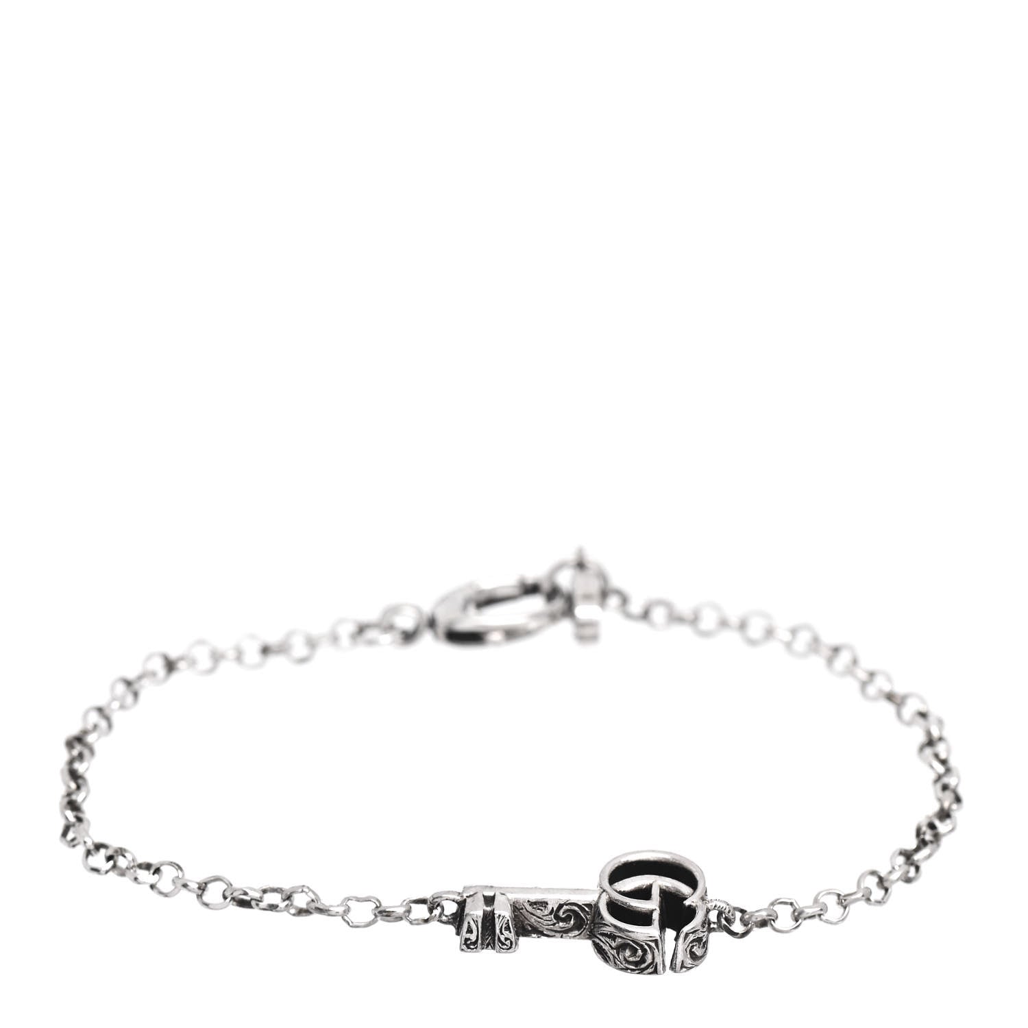 Gucci Sterling Silver Double G Key Bracelet 1 of 4