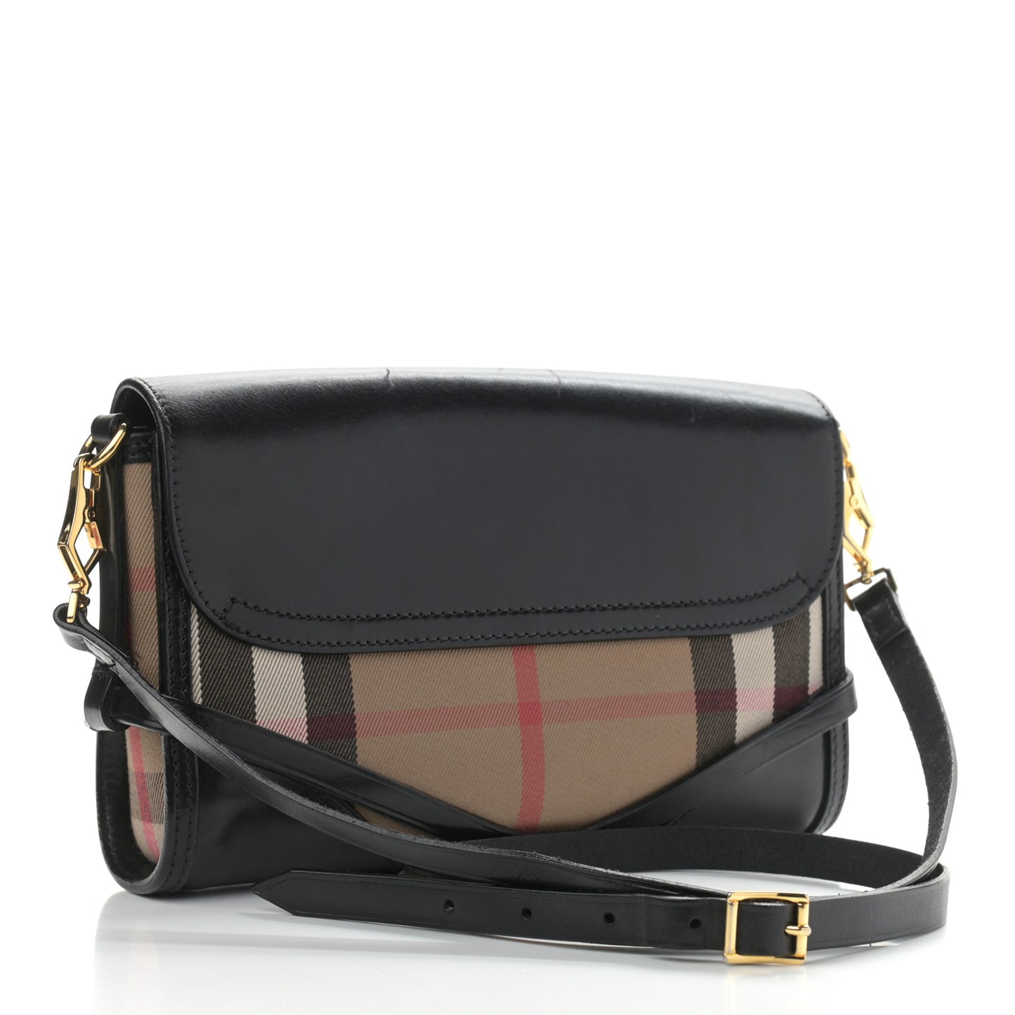 House Check Bridle Calfskin Small Abbott Crossbody Bag Black