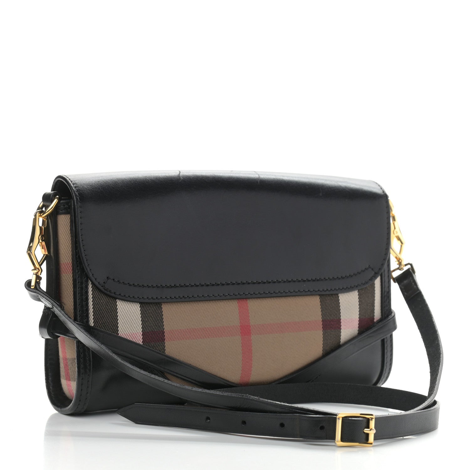 Burberry House Check Bridle Calfskin Small Abbott Crossbody Bag Black 3 of 20