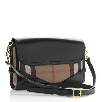 Burberry House Check Bridle Calfskin Small Abbott Crossbody Bag Black 3 of 20