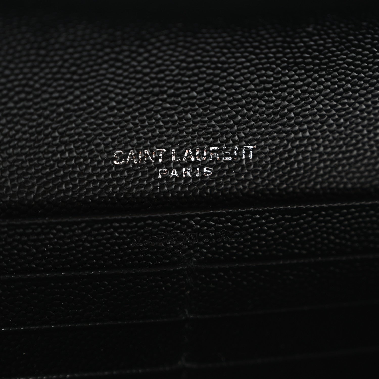 Saint Laurent Grain De Poudre Matelasse Chevron Monogram Flap Wallet Black 6 of 7