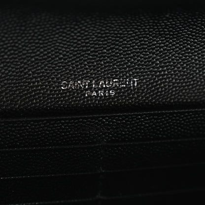 Saint Laurent Grain De Poudre Matelasse Chevron Monogram Flap Wallet Black 6 of 7