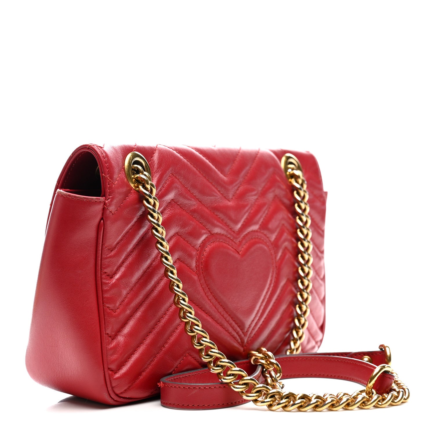 Gucci Calfskin Matelasse Small GG Marmont Shoulder Bag Hibiscus Red 5 of 35