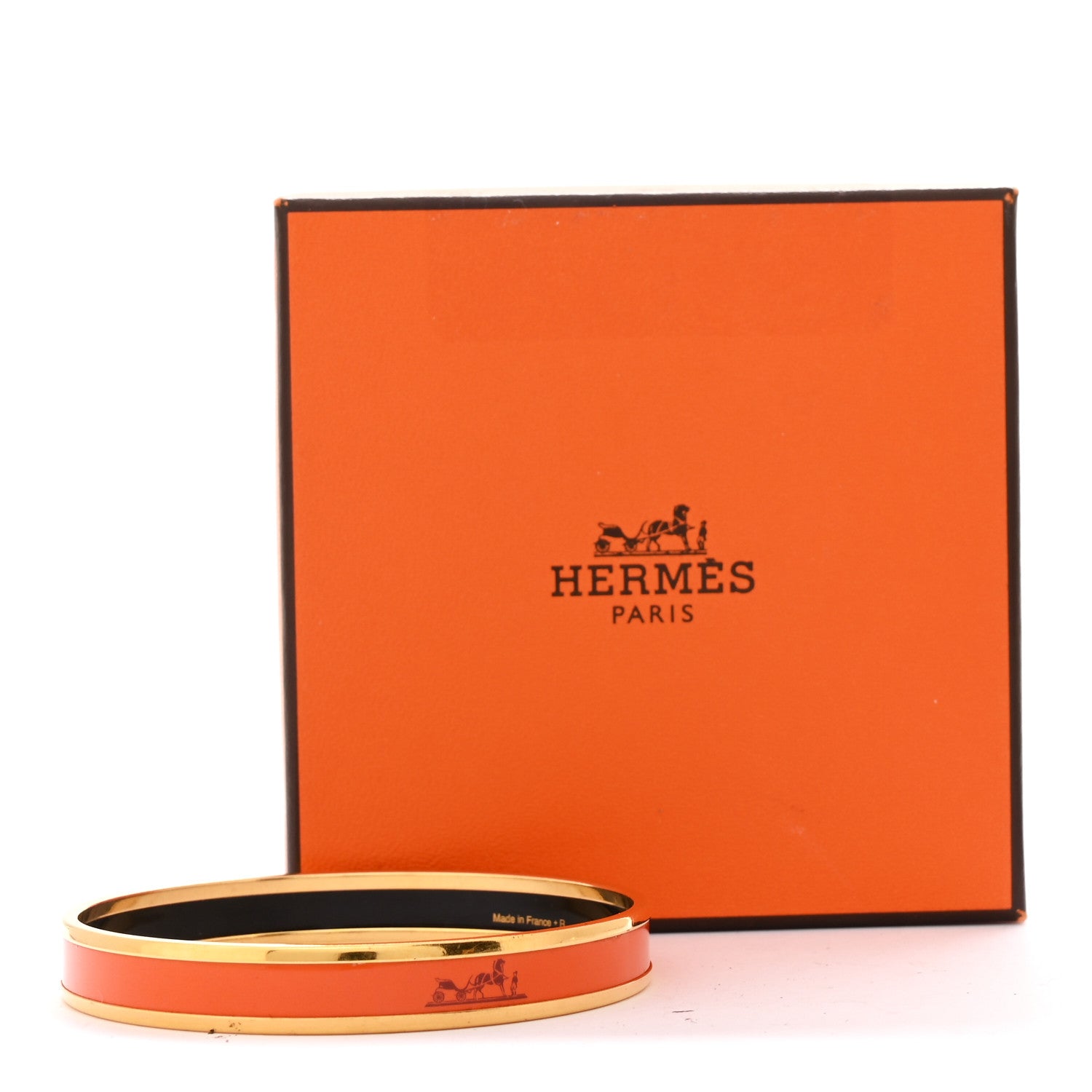 Hermes Enamel Printed Narrow Caleche Bracelet 70 Orange 6 of 6