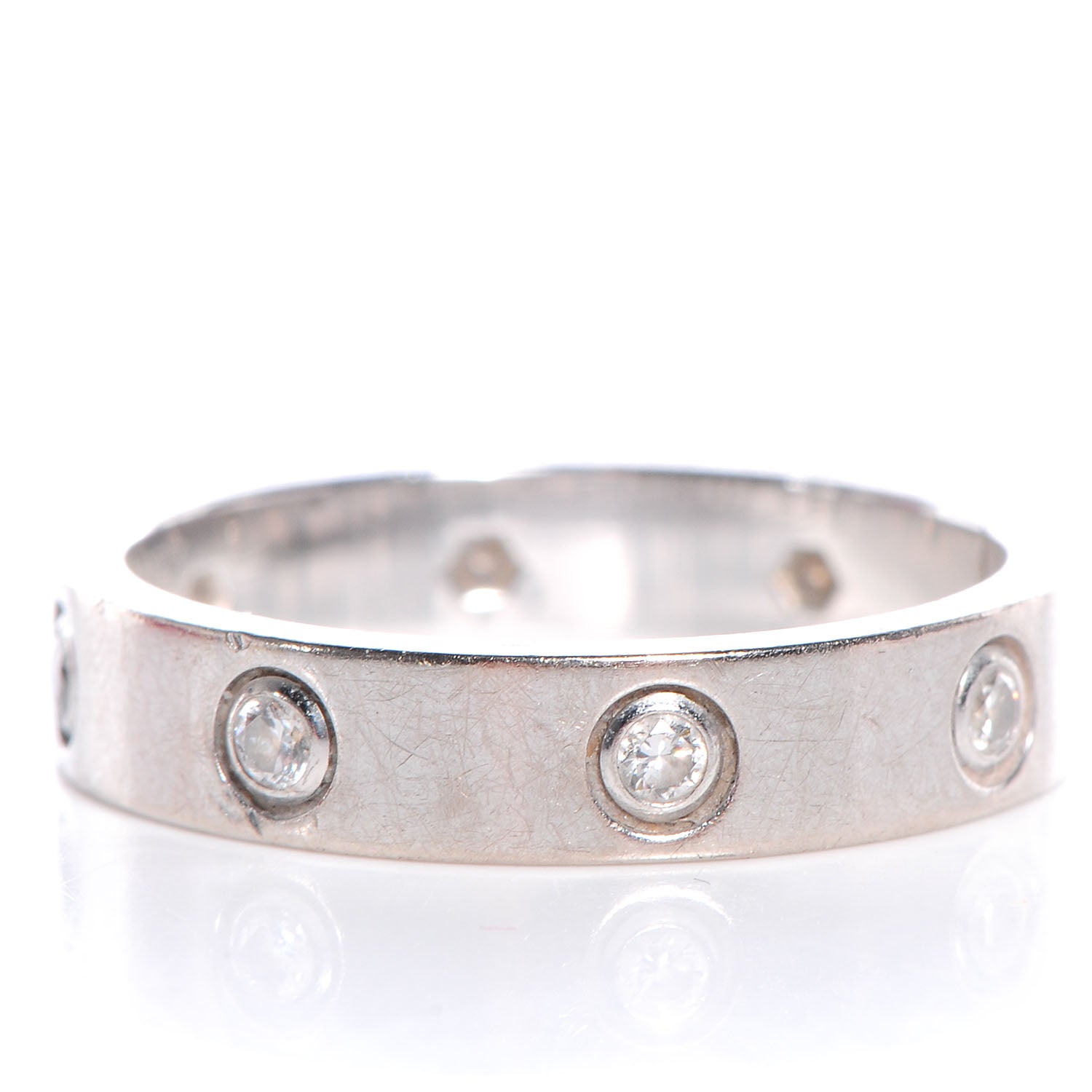 Cartier 18k White Gold 8 Diamond 4mm Wedding Band LOVE Ring Size 53 US 6.25 4 of 5