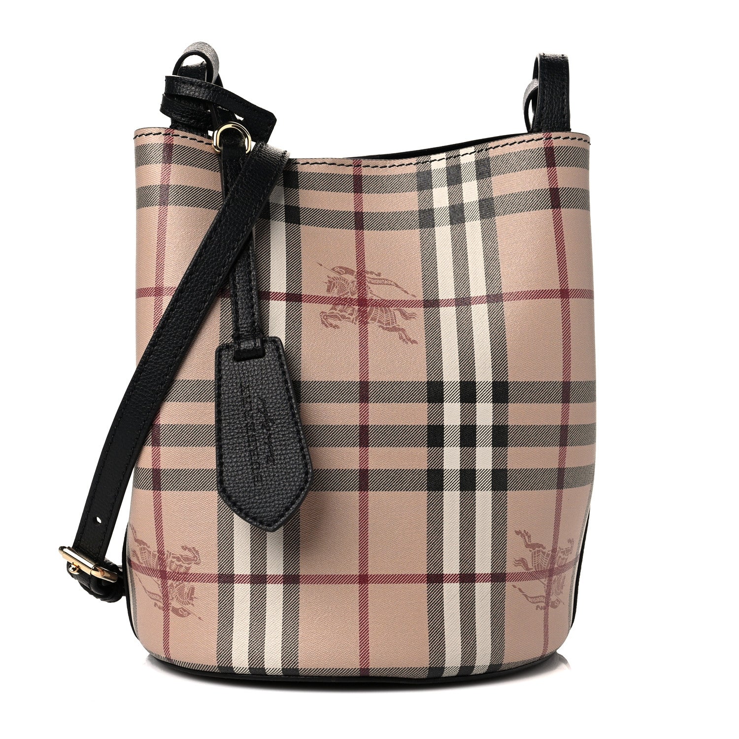 Burberry Haymarket Check Colours Small Lorne Bucket Crossbody Black 1 of 10