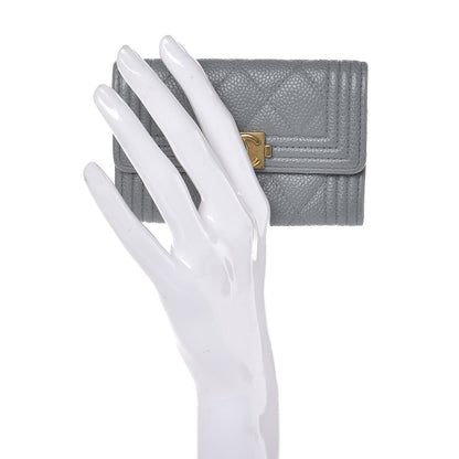 Chanel Caviar Quilted Boy Flap Card Holder Grey 2 of 9