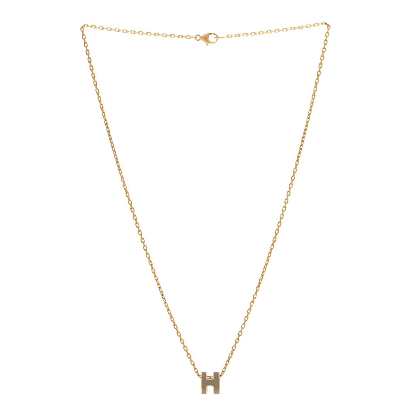 Lacquered Gold Mini Pop H Pendant Necklace Marron Glace