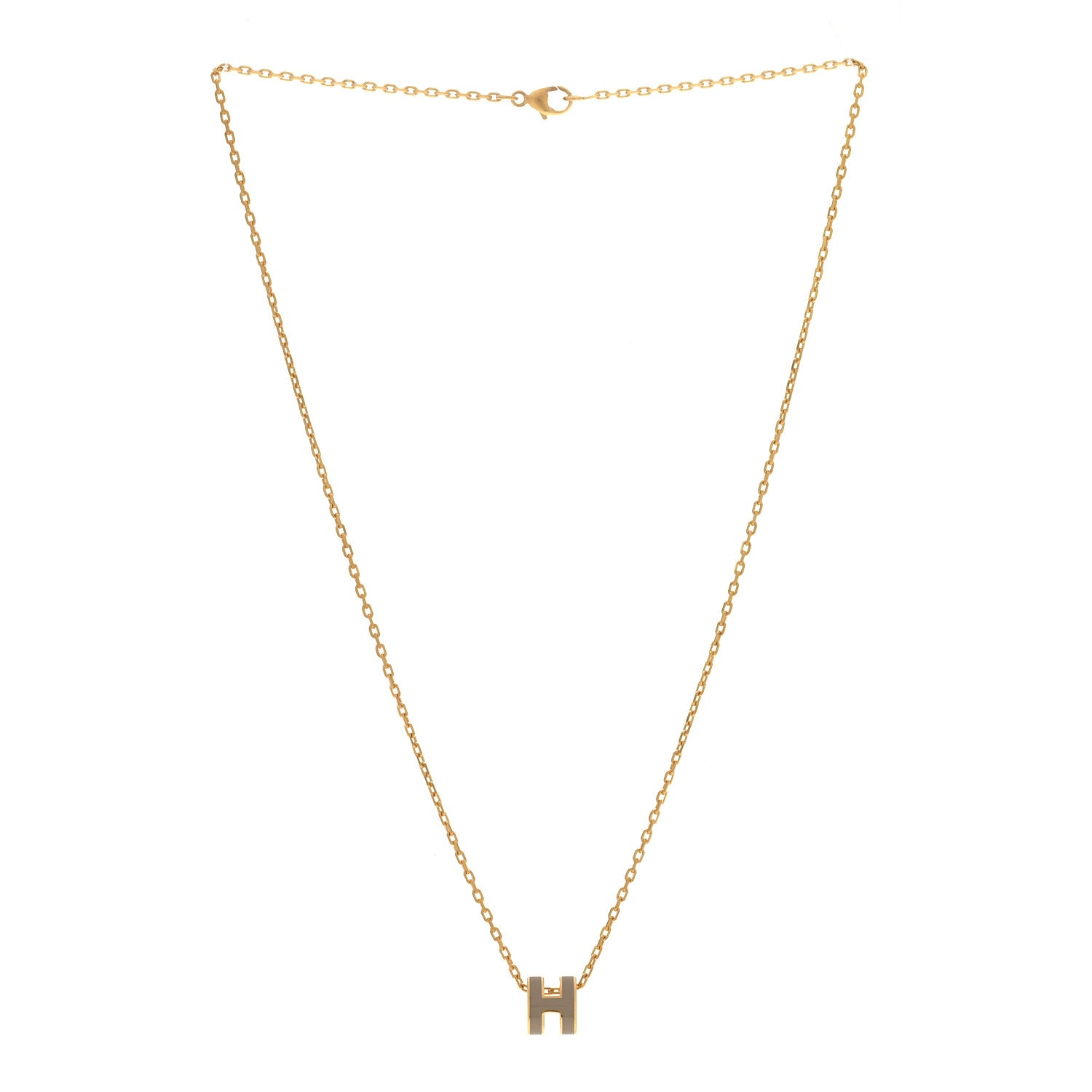 Hermes Lacquered Gold Mini Pop H Pendant Necklace Marron Glace 3 of 8