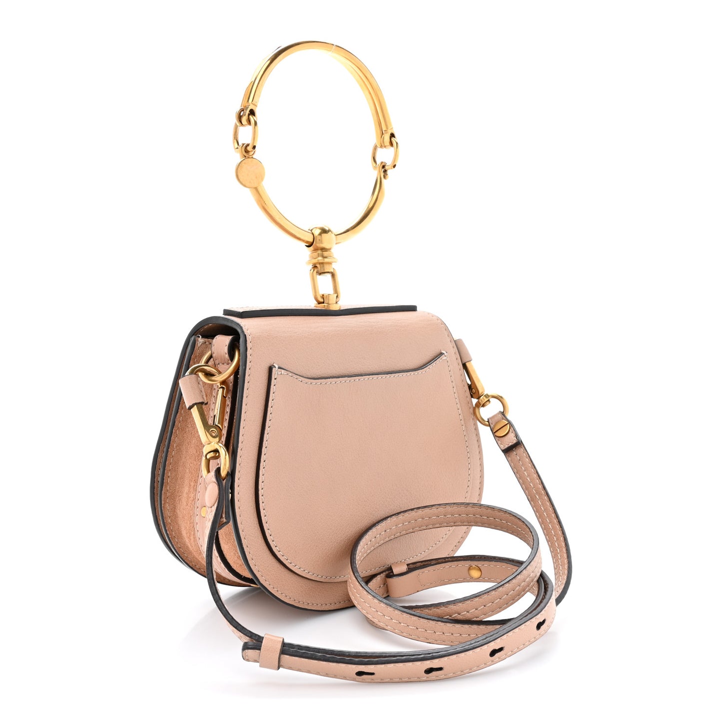 Calfskin Suede Small Nile Bracelet Bag Biscotti Beige