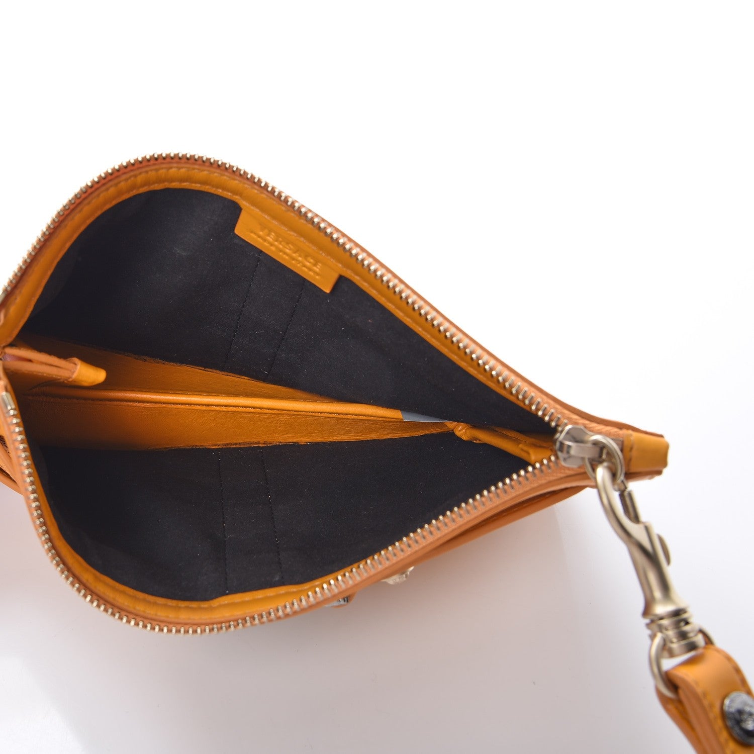 Versace Calfskin Laser Cut Medallion Wristlet Orange 5 of 6