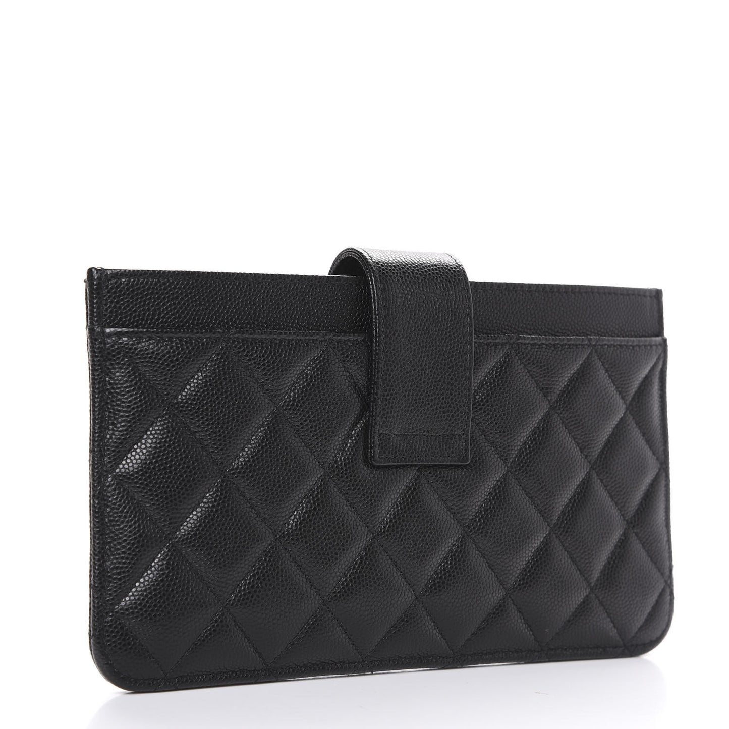 Caviar Quilted Classic Strap Pouch Black