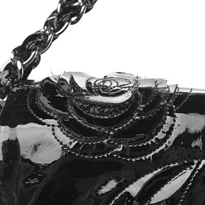 Chanel Patent Tweed Maxi Camellia Petals Flap Black 10 of 15