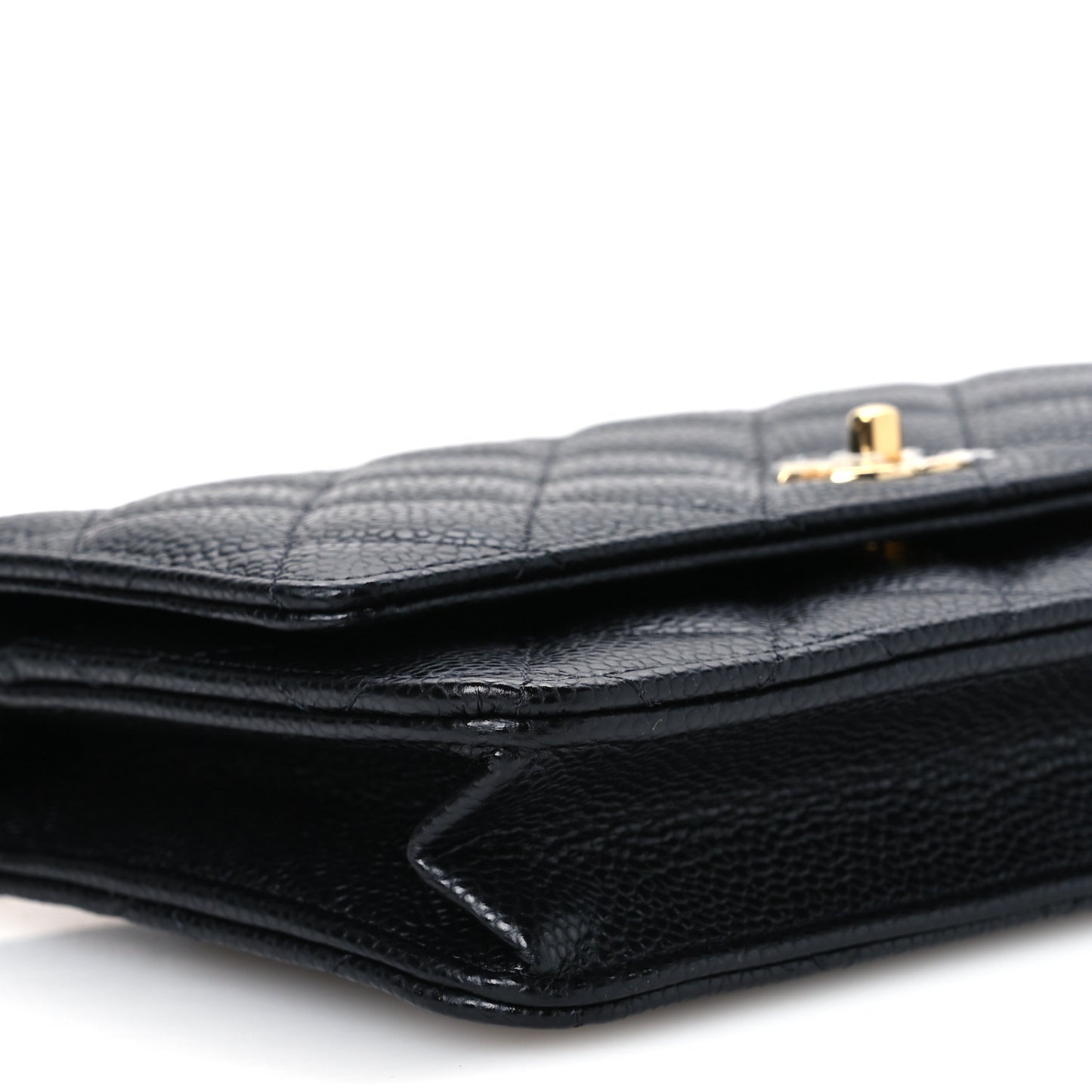 Caviar Quilted CC Turnlock Wallet On Chain WOC Black