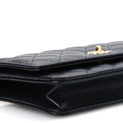 Chanel Caviar Quilted CC Turnlock Wallet On Chain WOC Black 10 of 12