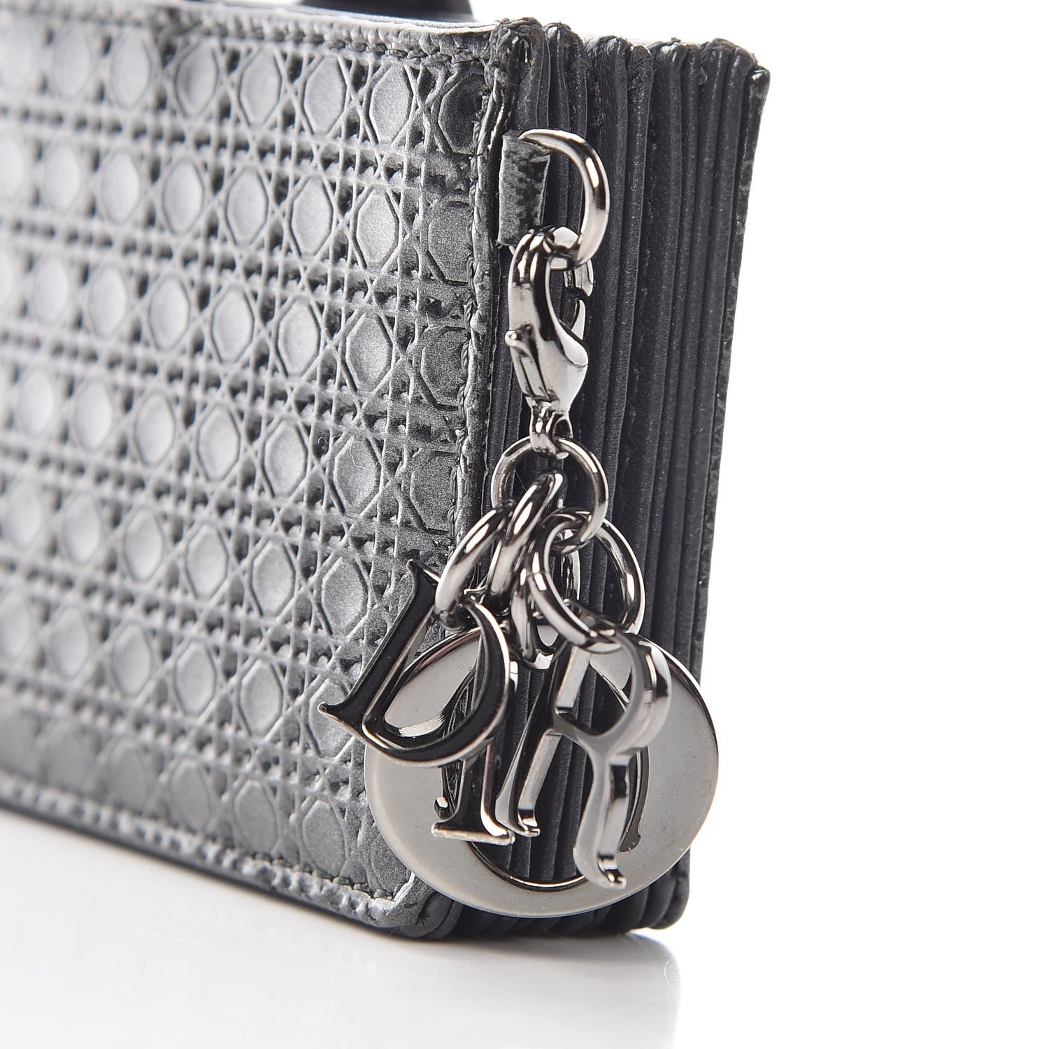 Christian Dior Metallic Patent Micro-Cannage Lady Dior 5-Gusset Card Holder Onyx Black 6 of 8