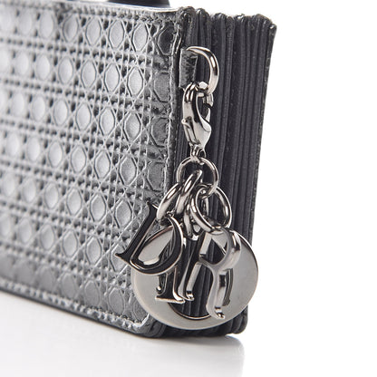 Christian Dior Metallic Patent Micro-Cannage Lady Dior 5-Gusset Card Holder Onyx Black 6 of 8
