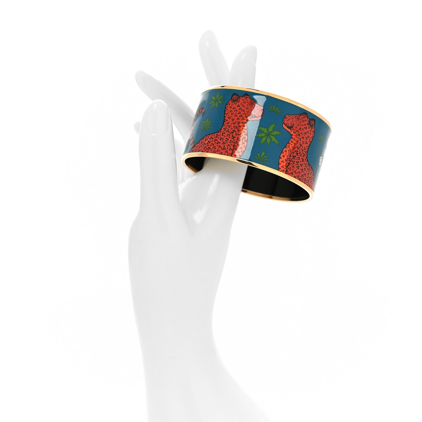 Enamel Printed Les Leopards Extra Wide Bracelet 62 Folk