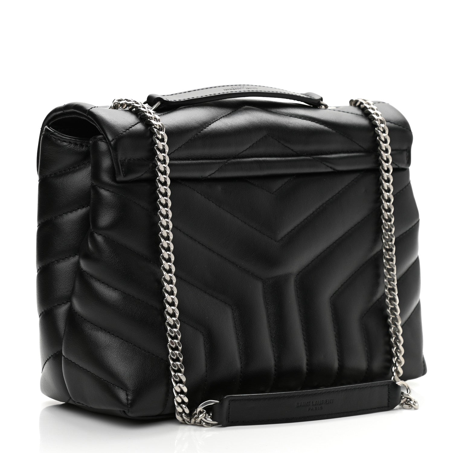 Saint Laurent Calfskin Y Quilted Monogram Small Loulou Chain Satchel Black 3 of 10