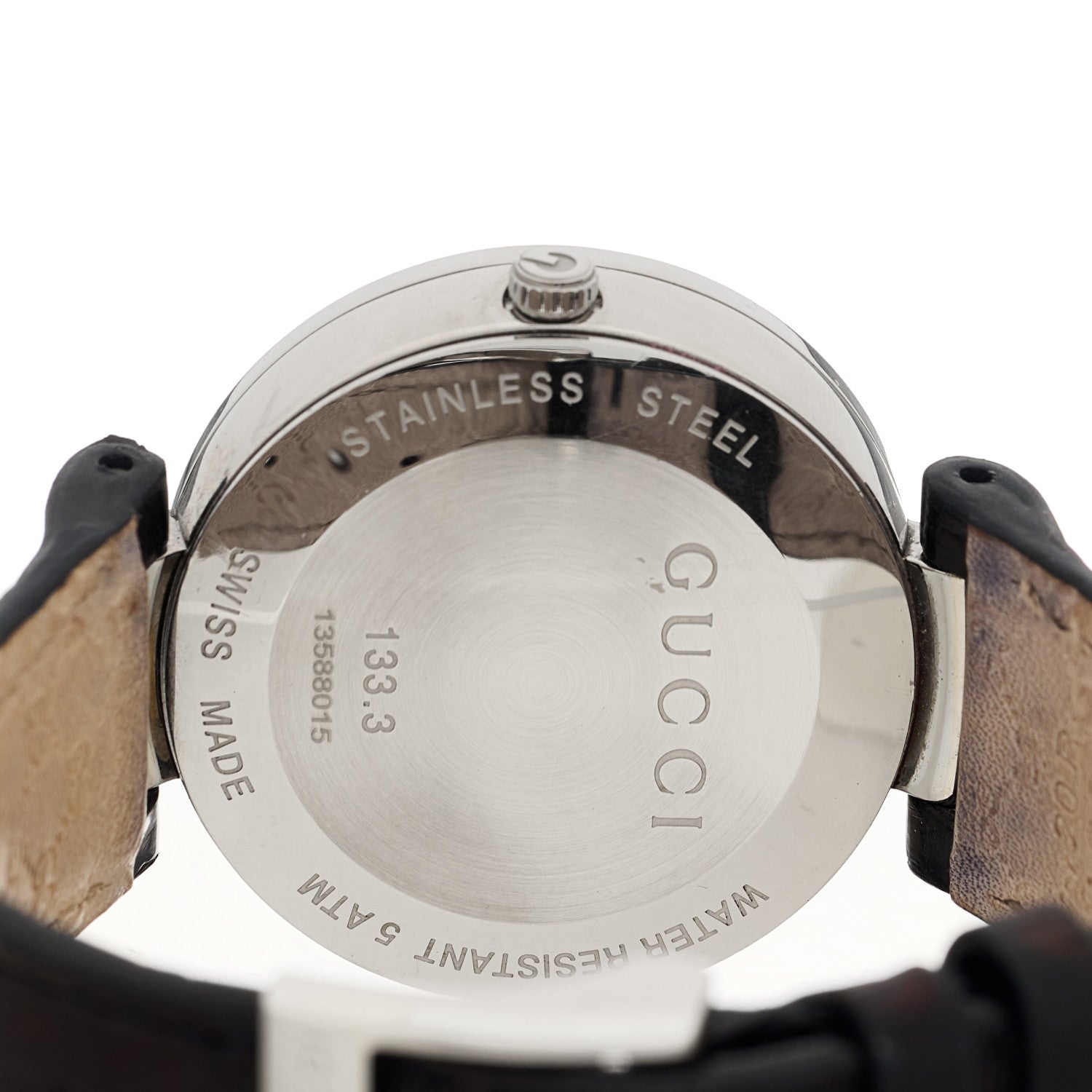 Gucci Stainless Steel Alligator Diamond 37mm Interlocking G Quartz Watch Black 4 of 4