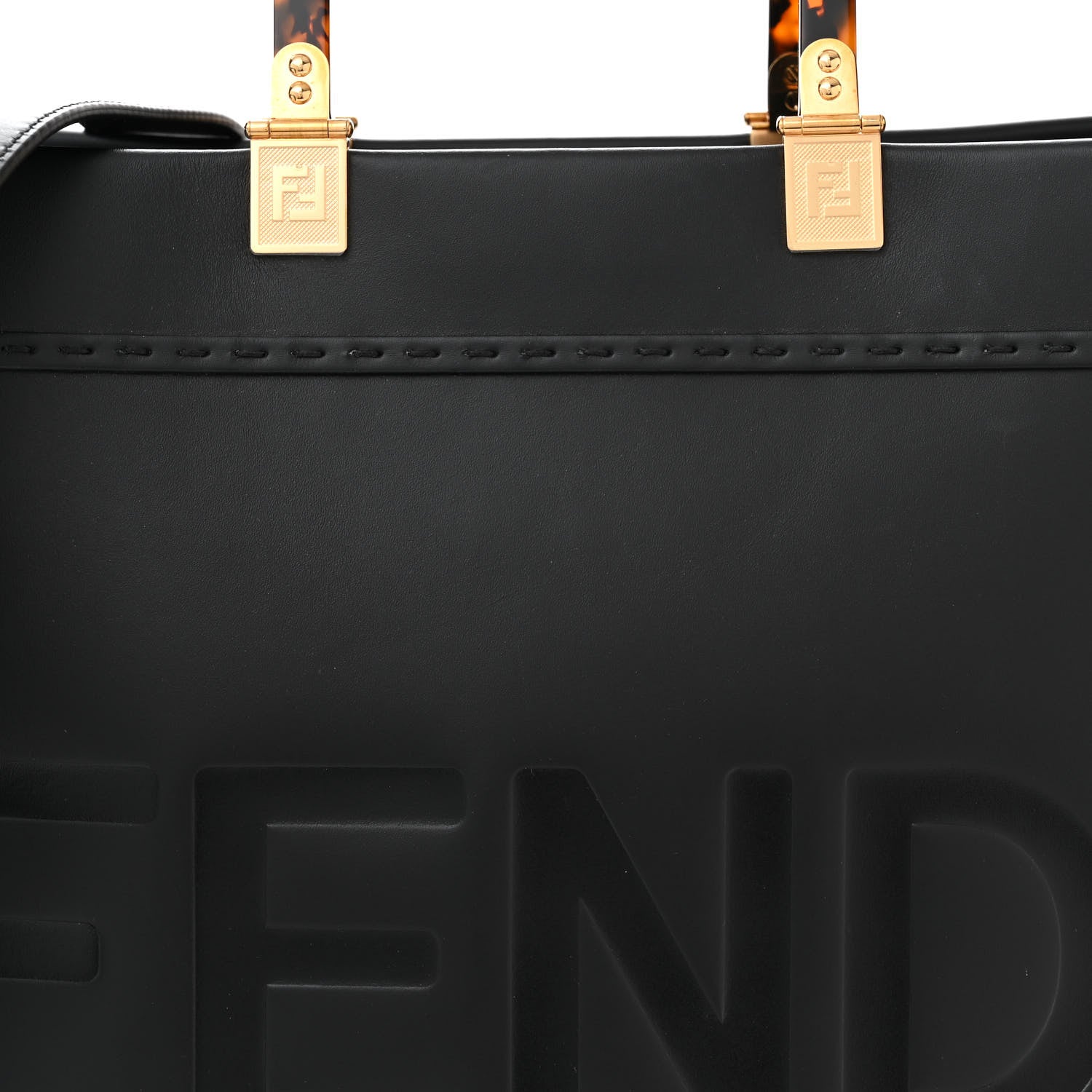 Fendi Vitello King Plexiglass Medium Fendi Sunshine Shopper Tote Black 7 of 9