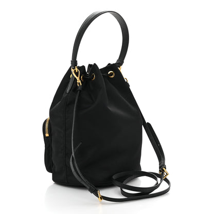 Prada Saffiano Tessuto Nylon Mini Bucket Crossbody Bag Black 3 of 11