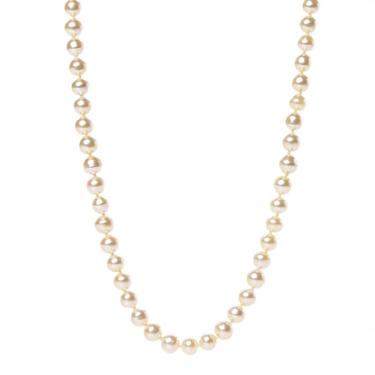Pearl CC Long Necklace Light Gold