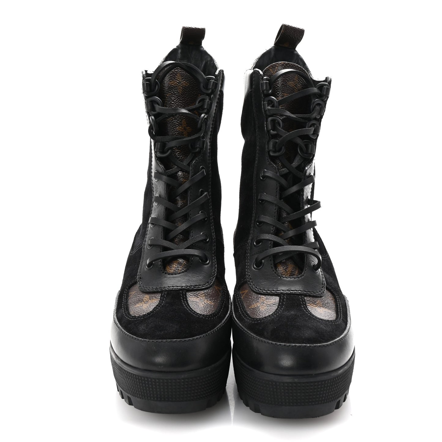 Suede Calfskin Monogram Laureate Platform Desert Boots 40 Black