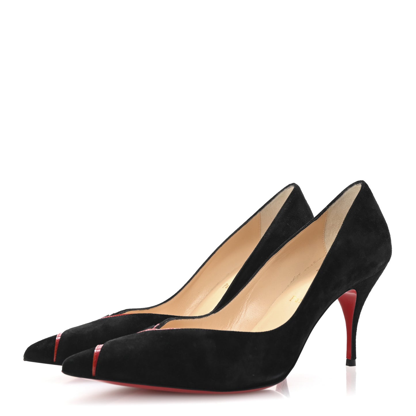 Veau Velours Patent CL 80 Pumps 39 Black Red