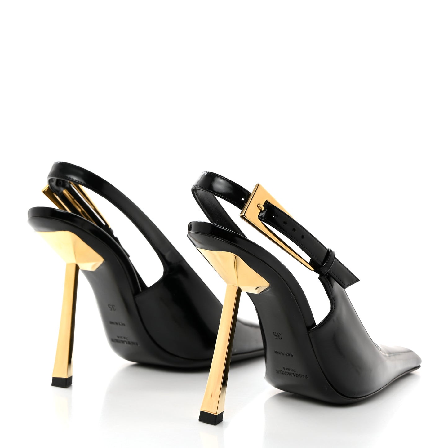 Glazed Calfskin Lee Slingback Pumps 35 Black