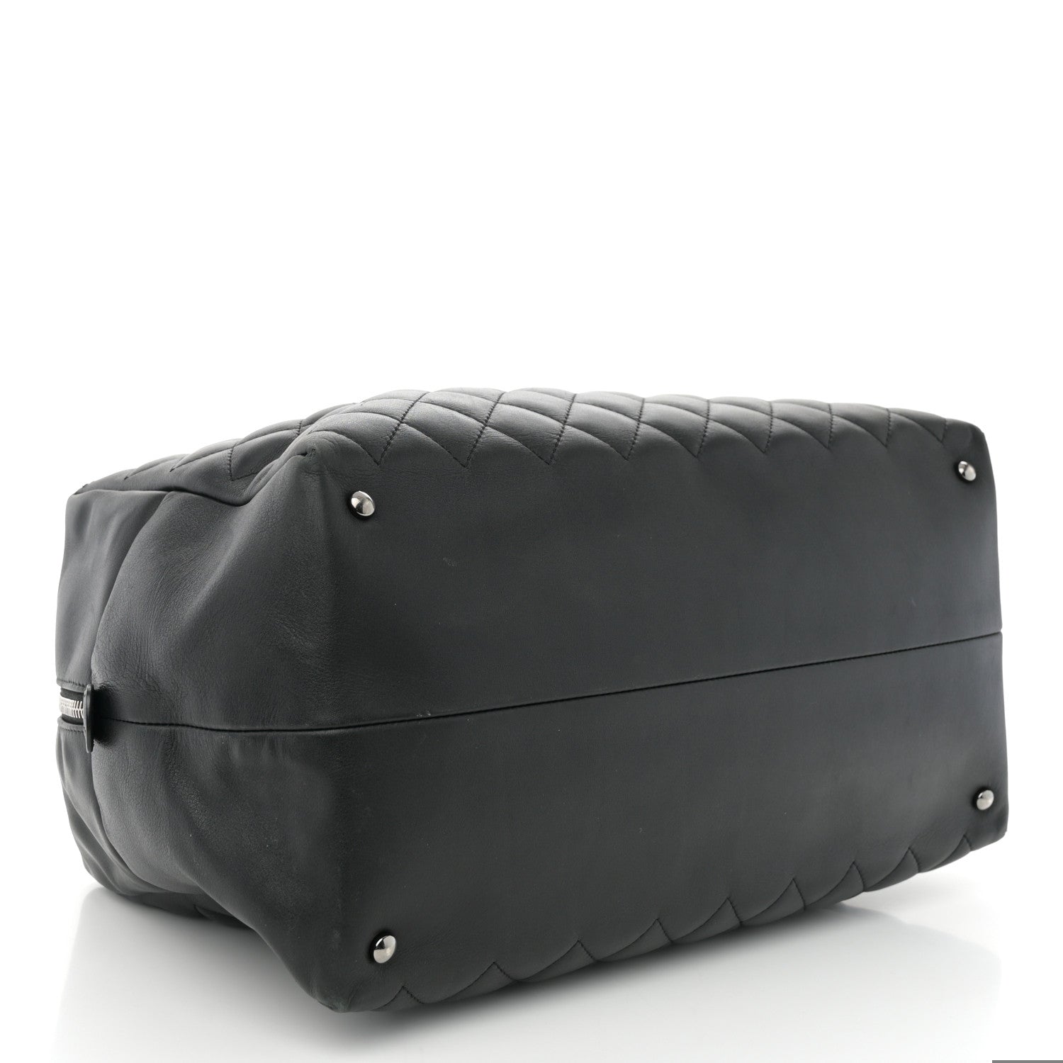 Chanel Calfskin Quilted Feather Weight Bowling Bag Black 4 of 11
