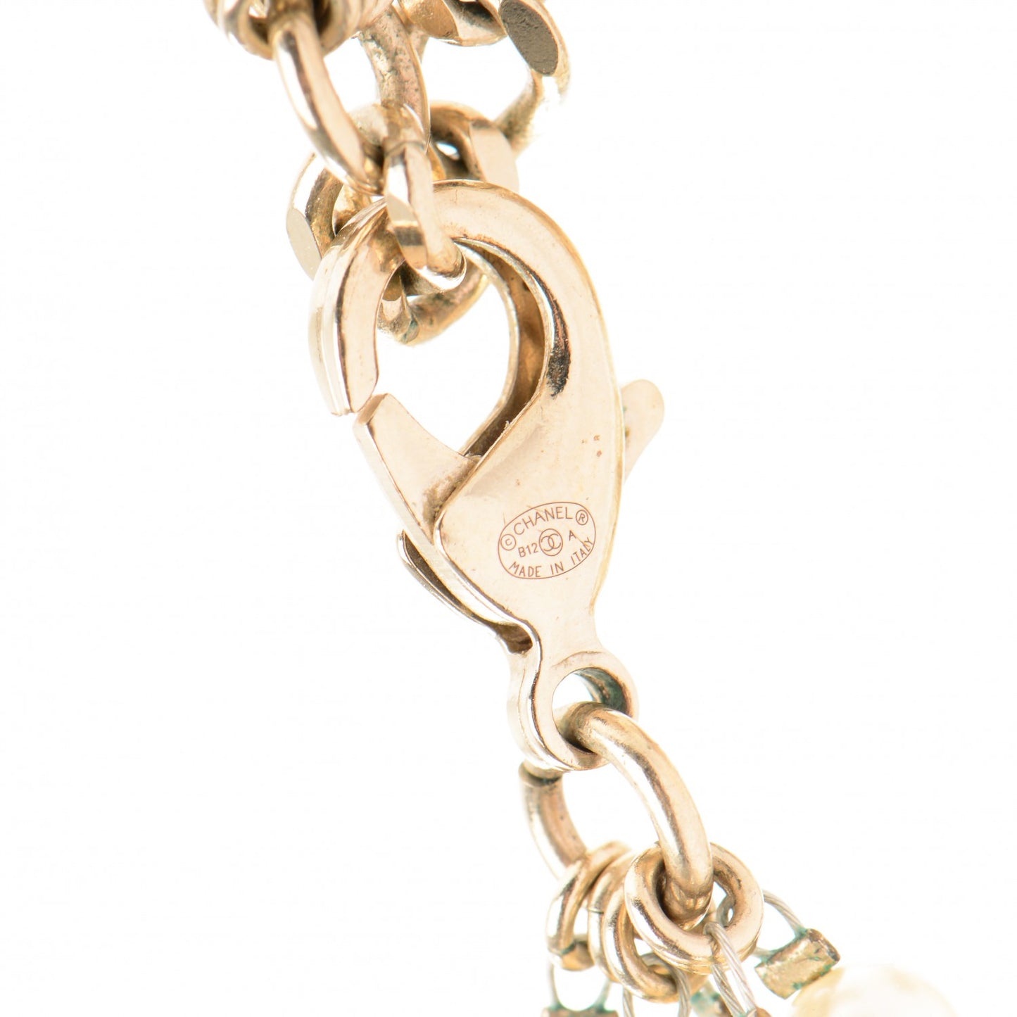Pearl CC Camellia Multi Strand Bib Necklace Gold