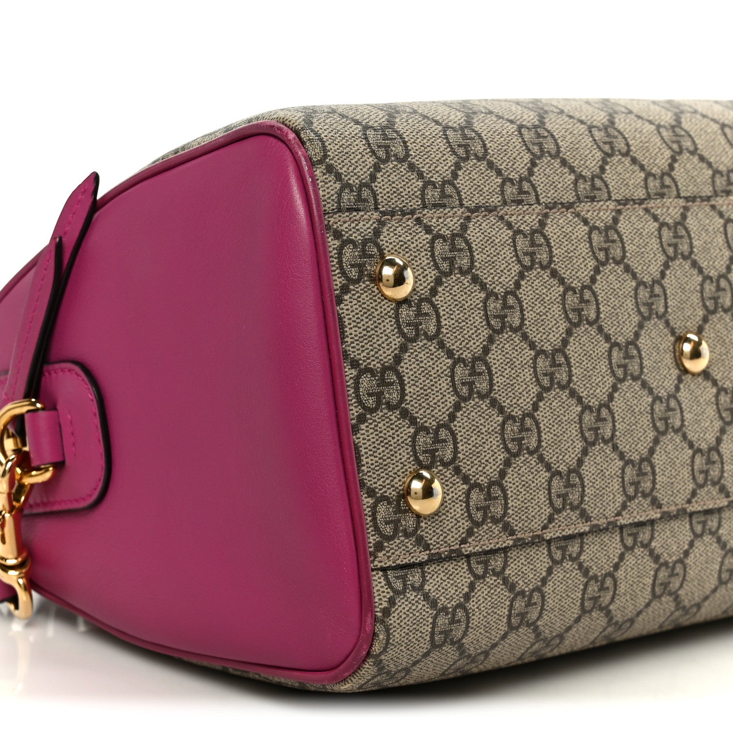 Gucci GG Supreme Monogram Moon Calfskin Small Boston Beige Ebony Hibiscus Red New Rosette 10 of 11