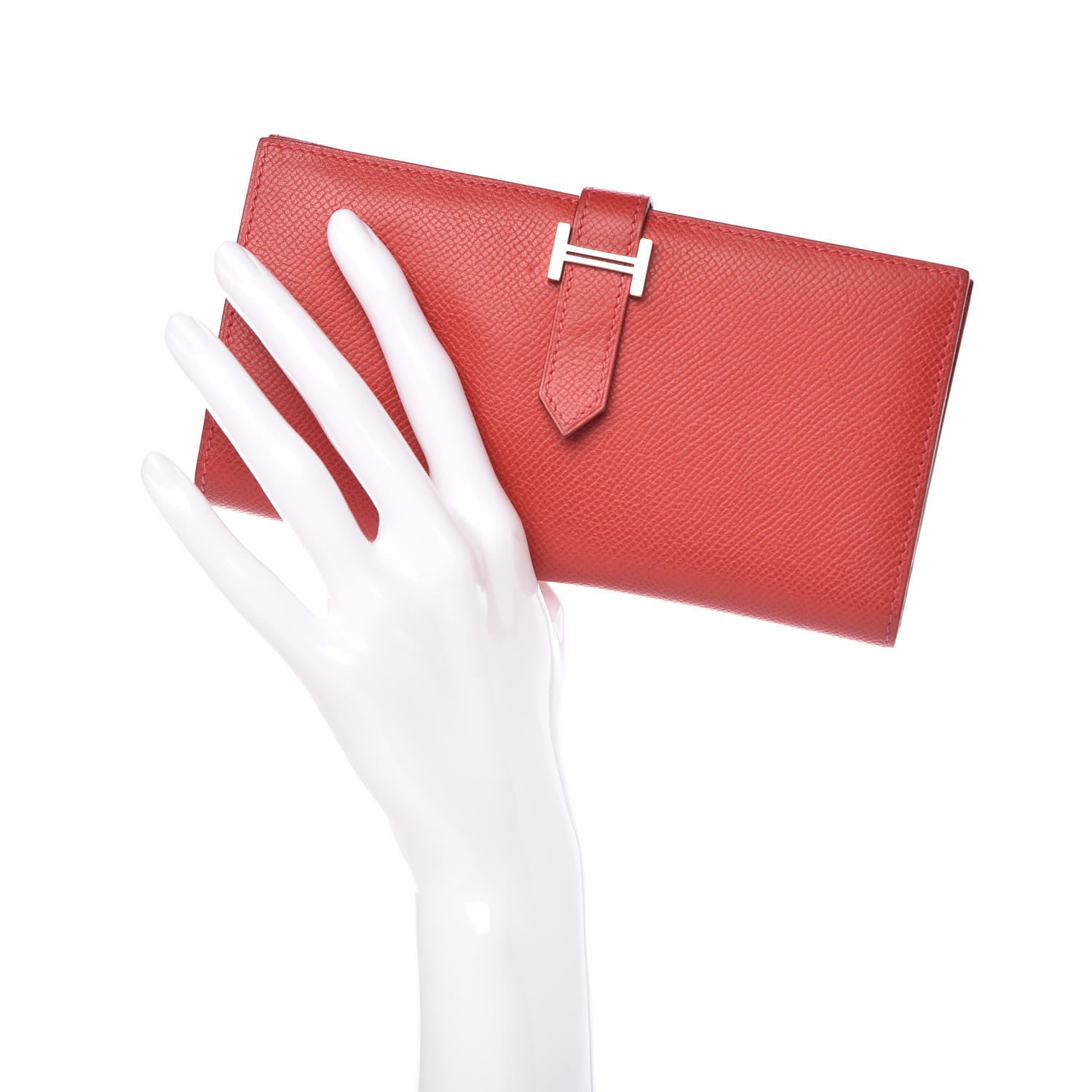 Hermes Epsom Bearn Gusset Wallet Rouge Casaque 2 of 9