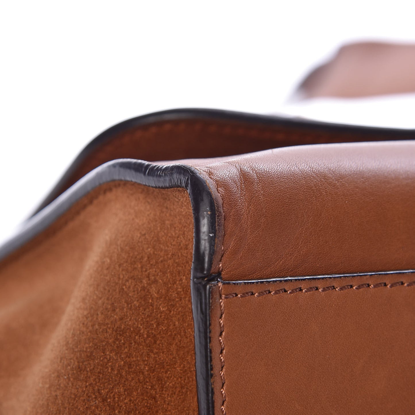 Natural Calfskin Suede Medium Trapeze Tan