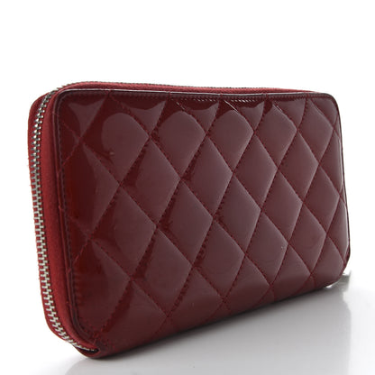 Chanel Patent Quilted Brilliant Zip Around Wallet Red 3 of 9