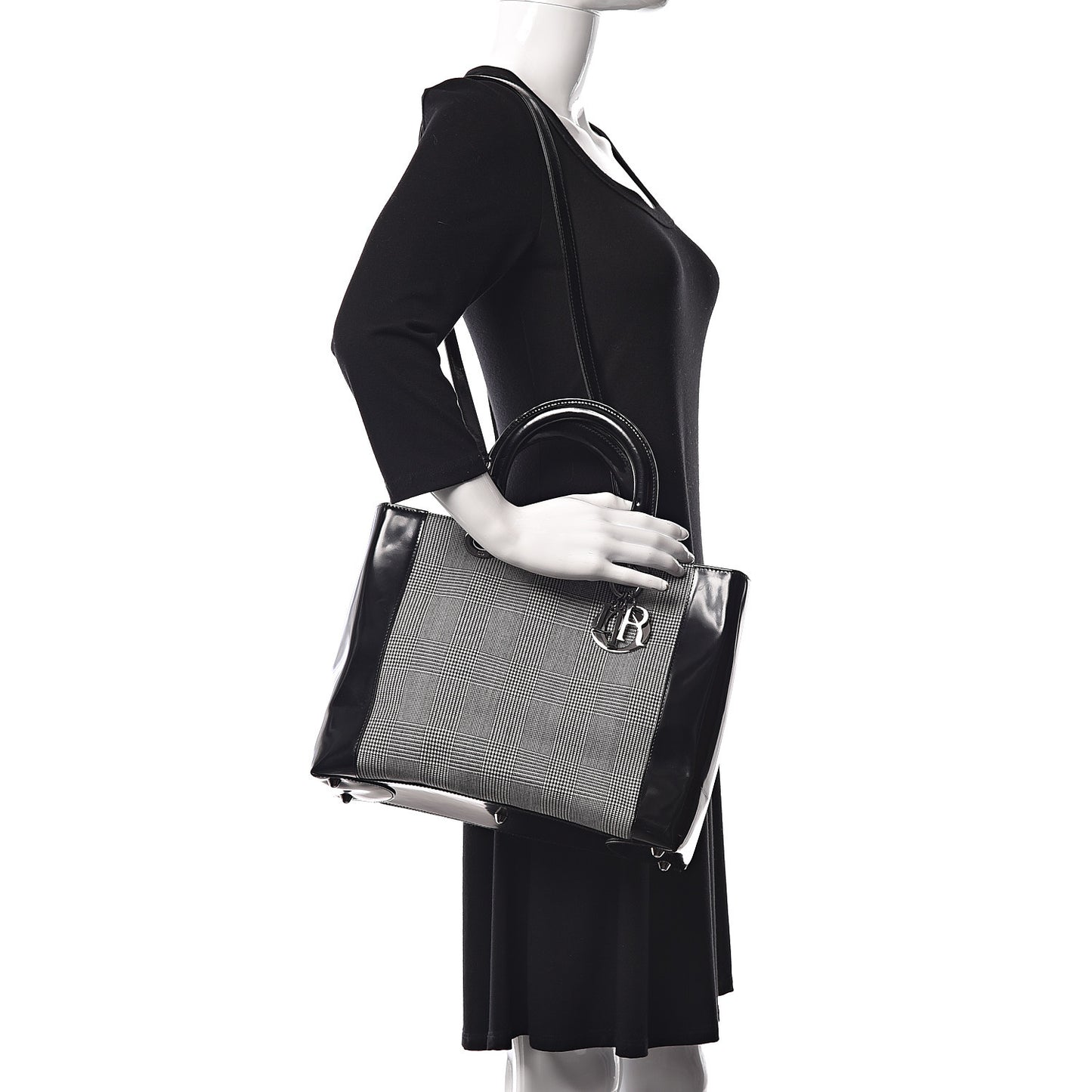 Patent Canvas Large Lady Dior Black