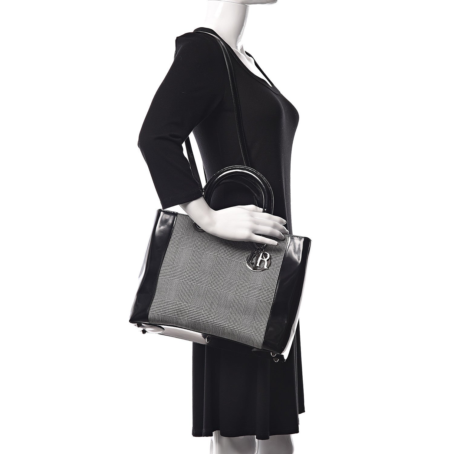 Christian Dior Patent Canvas Large Lady Dior Black 2 of 18