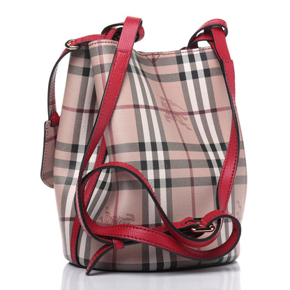 Burberry Haymarket Check Colours Small Lorne Bucket Crossbody Poppy Red 3 of 9