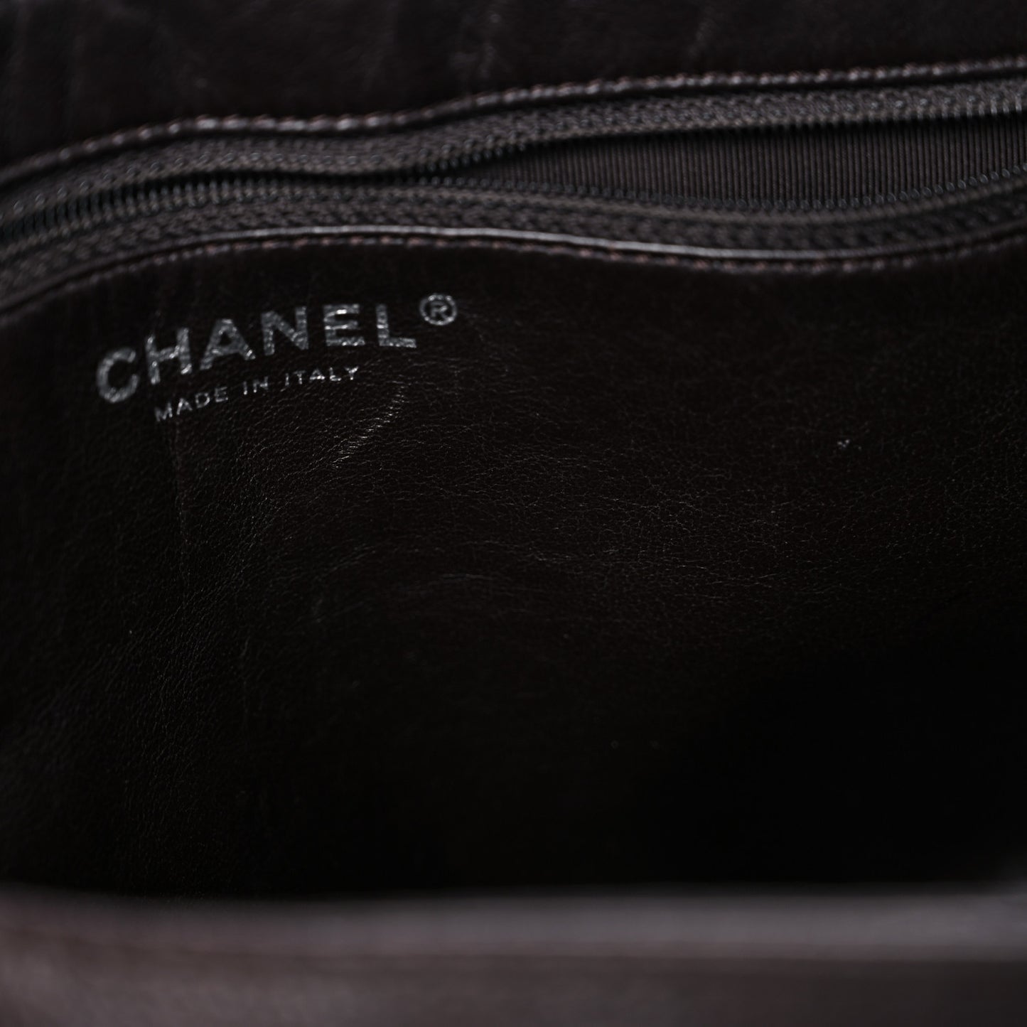Caviar Half Moon Large Flap Dark Brown