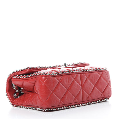 Chanel Crumpled Calfskin Medium Chain All Over Flap Red 4 of 13