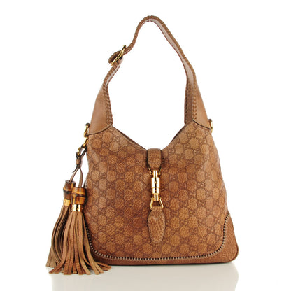 Gucci Metallic Pebbled Calfskin Medium New Jackie Shoulder Bag Brown 1 of 7