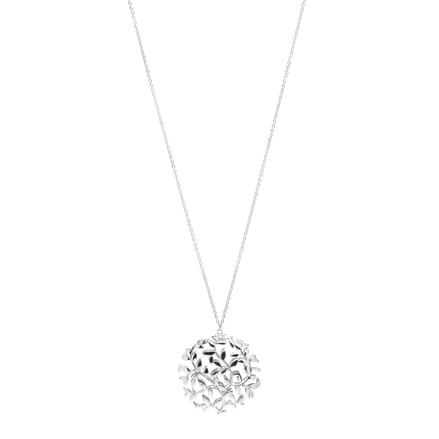 Tiffany Sterling Silver Paloma Picasso Olive Leaf Medallion Pendant Necklace 1 of 4