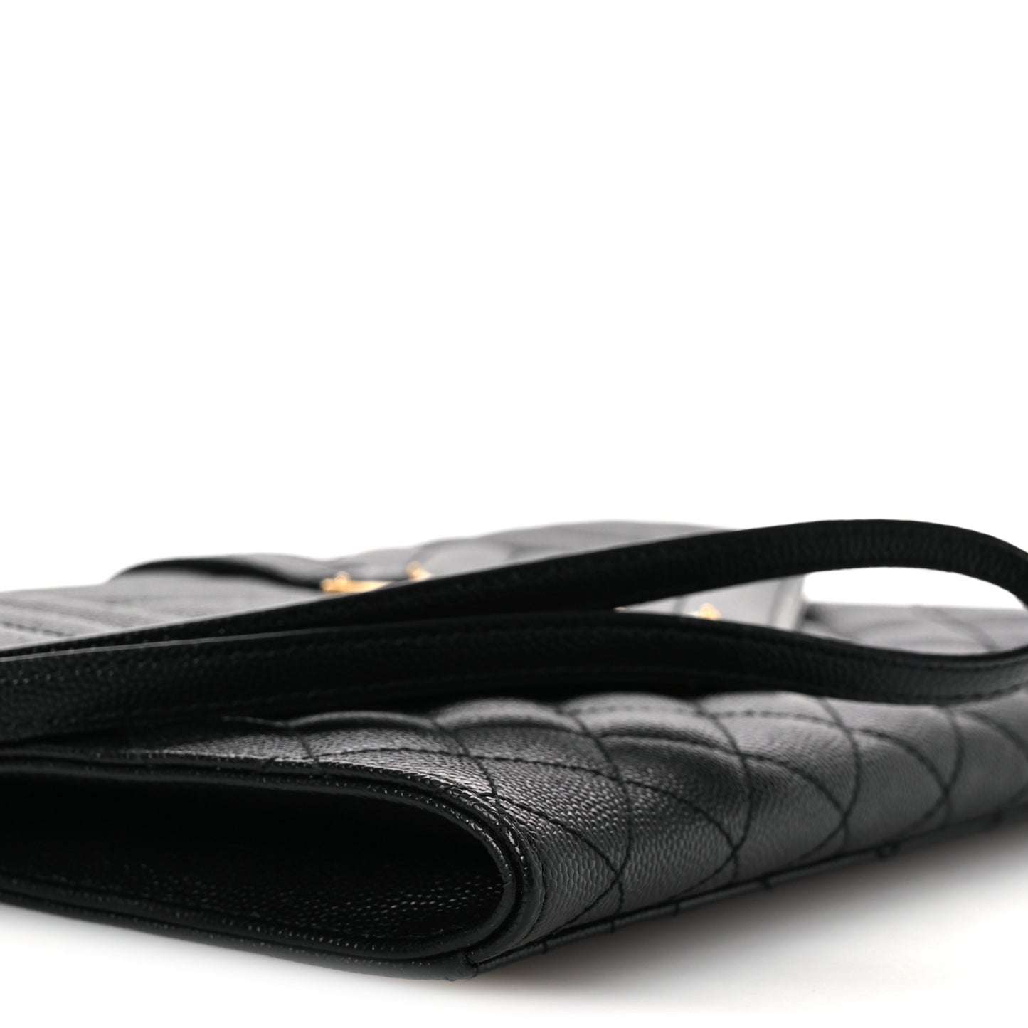 Grain De Poudre Textured Mixed Matelasse Triquilt Monogram Clutch Black
