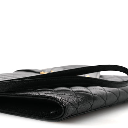 Saint Laurent Grain De Poudre Textured Mixed Matelasse Triquilt Monogram Clutch Black 9 of 12