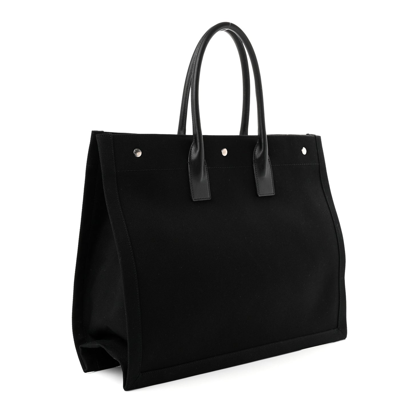 Linen Calfskin Rive Gauche Tote Black
