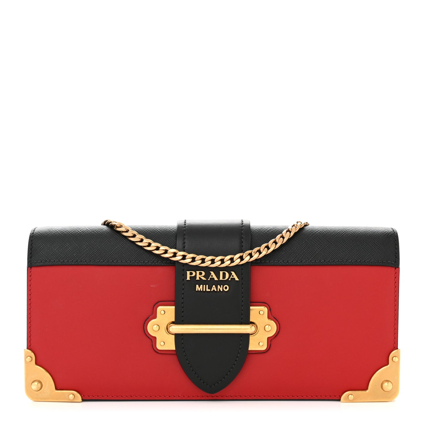 City Calfskin Saffiano Cahier Pochette Fuoco Black