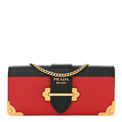 Prada City Calfskin Saffiano Cahier Pochette Fuoco Black 1 of 11